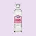 A bottle of Franklin & Sons rhubarb & hibiscus tonic water, a premium mixer.