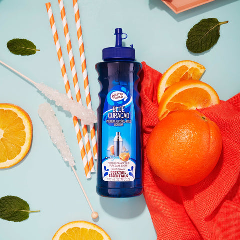 Master of mixes cocktail essentials blue curacao, perfect for making cocktails and mocktails. 