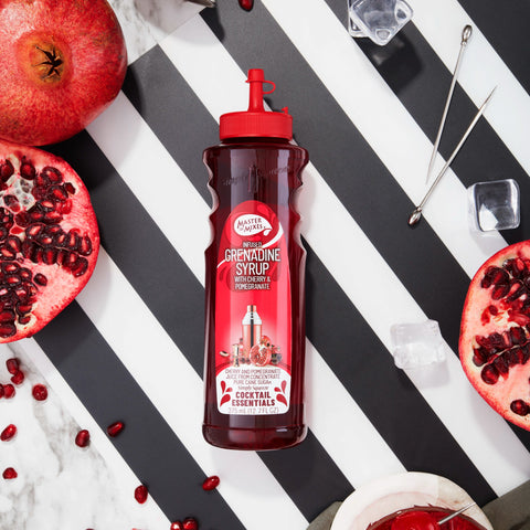 Master of mixes cocktail essentials grenadine syrup, perfect for making cocktails and mocktails. 