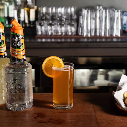 A cocktail that's been made using Finest Call premium triple sec syrup.