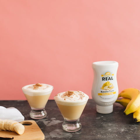 Two banana desserts made with Real banana syrup, a gluten-free, vegan syrup. 