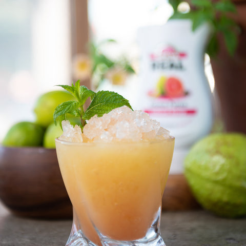 A cocktail slush made using Real guava syrup,  Real syrups are perfect for cooking & baking, making cocktails or mocktails and dirty sodas. 