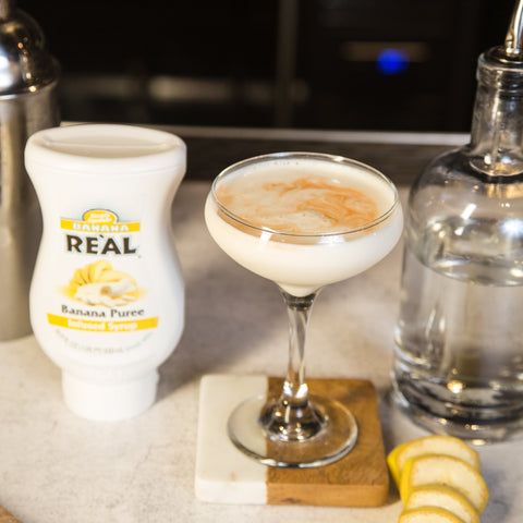 A banana cocktail made with Real banana syrup. 
