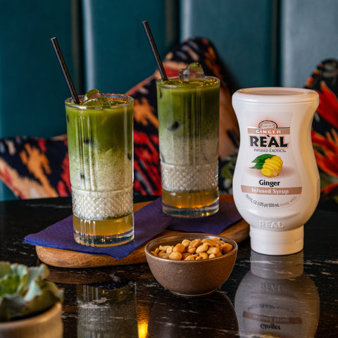 Two matcha's made using Real ginger infused syrup, a vegan and gluten-free syrup. 