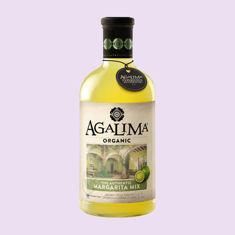 A 1L glass bottle of Agalima Organic Margarita Mix