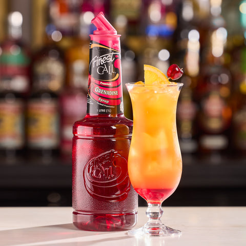 A cocktail that's been made using Finest Call's premium grenadine syrup. 