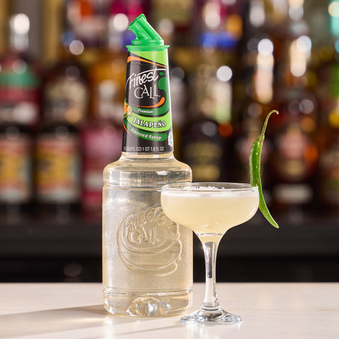 A cocktail made with Finest Call premium jalapeno syrup. 