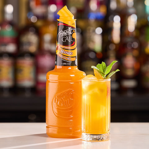 A mango cocktail that's been made with Finest call premium mango mix. 