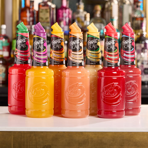 Finest Call Purees line up in a bar