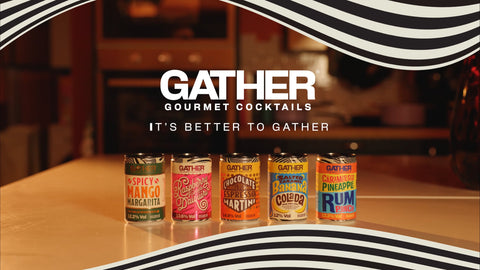 Thumbnail for a video showcasing GATHER gourmet canned cocktails