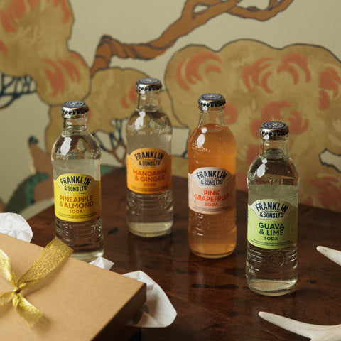 Four bottles of Franklin & Sons soda's, a premium soft drink and mixer. 
