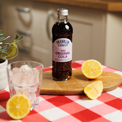 A glass bottle of Franklin & Sons 1886 original cola, a premium soft drink and mixer. 
