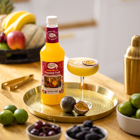 MOM Pasion Fruit Mixer next to a serve