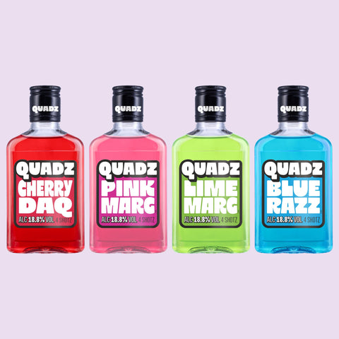 A four pack bundle of Quadz ready to drink vodka cocktails.
