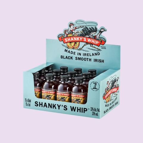 15 x 50ml bottles of Shanky's Whip in a display box