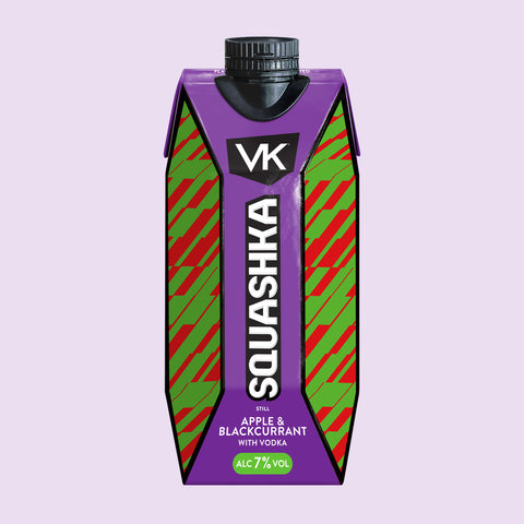 Squashka VK with purple and green design on a light purple background
