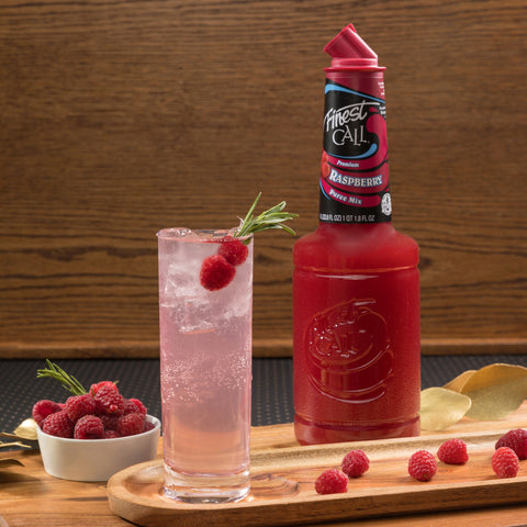 Finest Call Raspberry Puree Mix serve with fresh raspberries