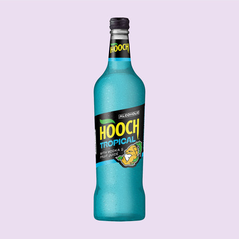 A big bottle of Hooch Tropical a blue alcoholic lemonade. 