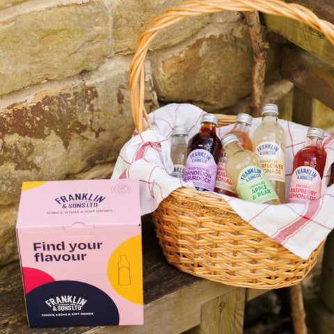 FS mixed soft drinks in picnic basket