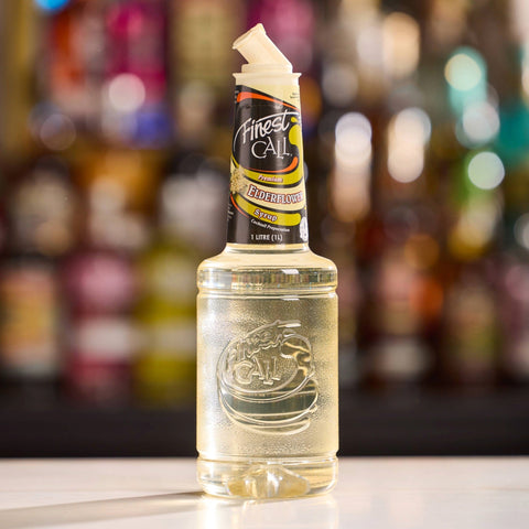 Finest Call Premium Elderflower Syrup, a non-alcoholic mix, perfect for mixing cocktails and mocktails. 