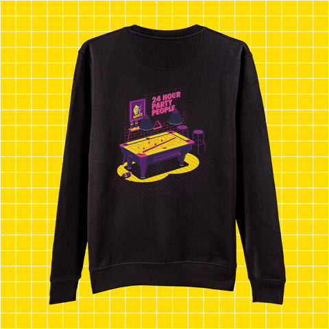 A black Hooch branded sweatshirt. 