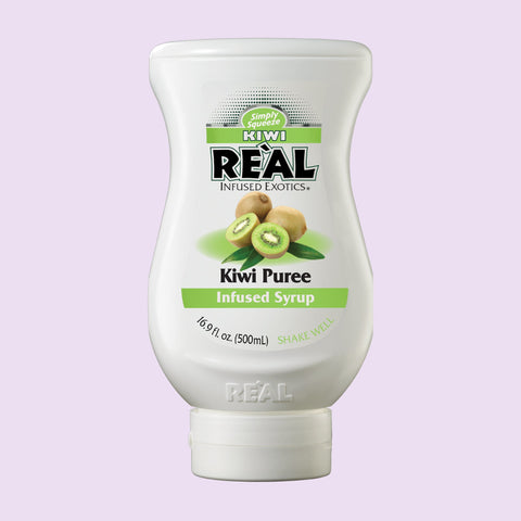 Real Kiwi puree infused syrup, Real syrups are perfect for cooking & baking, making cocktails or mocktails and dirty sodas. 