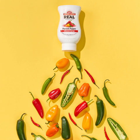 A bottle of Re'al Gourmet Pepper infused syrup. 