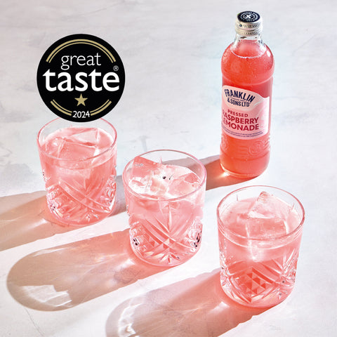 Franklin & Sons pressed raspberry lemonade with a great taste 2024 badge. 