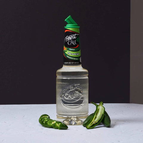 A bottle of Finest Call Premium Jalapeno Flavoured Syrup, perfect for mixing in cocktails, mocktails and sodas. 