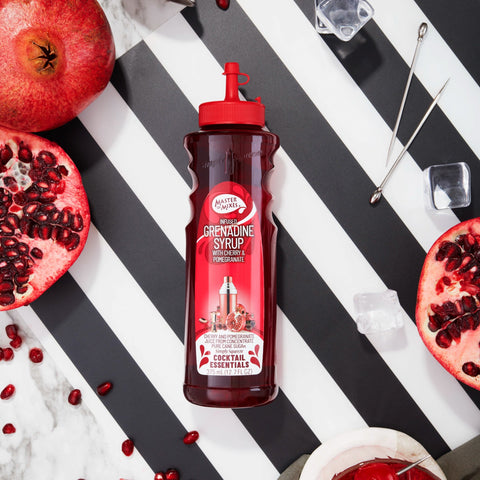 Master of mixes cocktail essentials grenadine syrup, perfect for making cocktails and mocktails. 