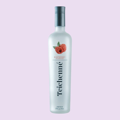 A bottle of Teichenné Raspberry Schnapps Liqueur, a drink easy to shot and perfect for making cocktails or mixing. 