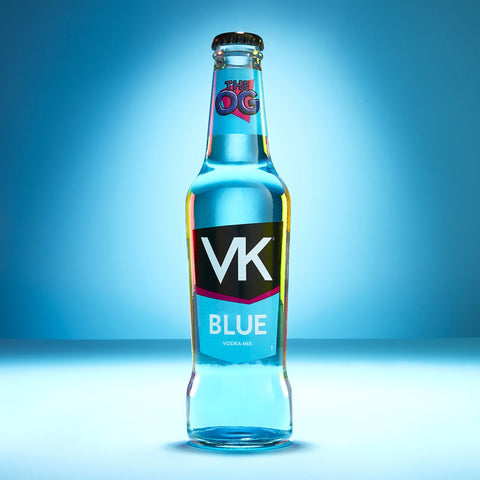 275ml glass bottle of VK blue alcopop showcase