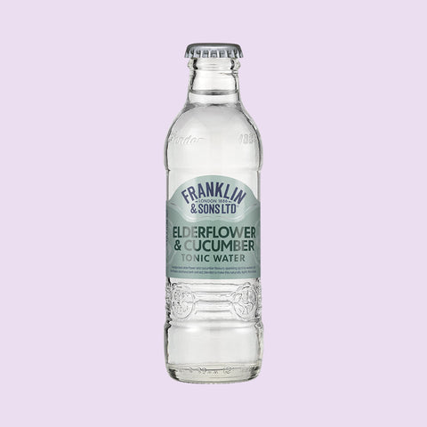 A bottle of Franklin & Sons Elderflower & Cucumber Tonic Water, a premium tonic water. 