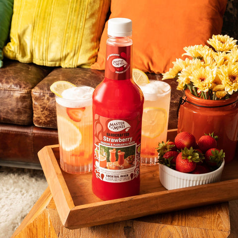 MOM Strawberry cocktail mixer in drink
