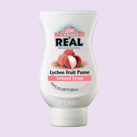 Real lychee fruit puree infused syrup, Real syrups are perfect for cooking & baking, making cocktails or mocktails and dirty sodas. 