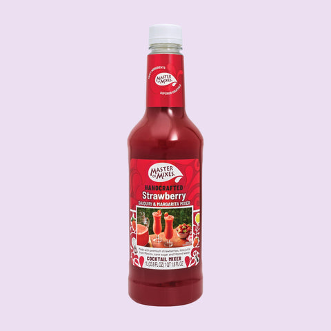 1L bottle of Master Of Mixes Handcrafted Strawberry Daiquiri & Margarita Cocktail Mixer.