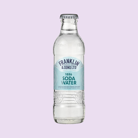 A bottle of Franklin & Sons 1886 soda water, a premium mixer. 