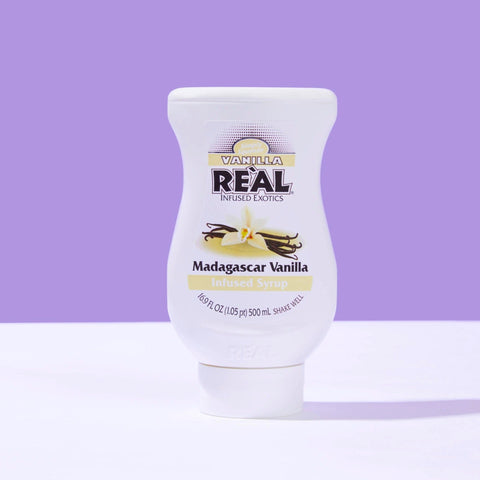 A bottle of Reál Madagascar Vanilla Infused Syrup. 