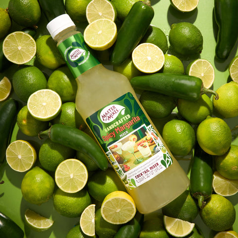 Master Of Mixes Spicy Margarita cocktail mixers with fresh jalapenos and limes
