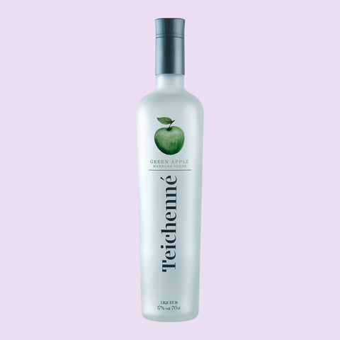 A bottle of Teichenné Green Apple Schnapps Liqueur, perfect for making cocktails or as easy shots. 