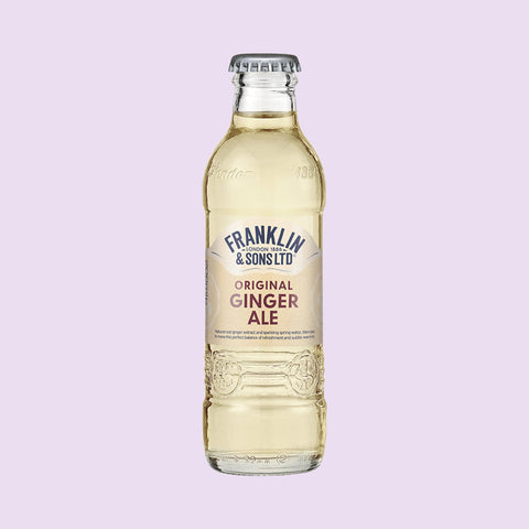 A bottle of Franklin & Sons original ginger ale, a premium soft drink. 