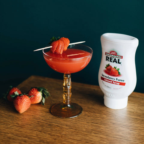Real Strawberry puree featured in a drink