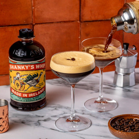 Shanky's Whip Black Irish liqueur Espresso Martini serve