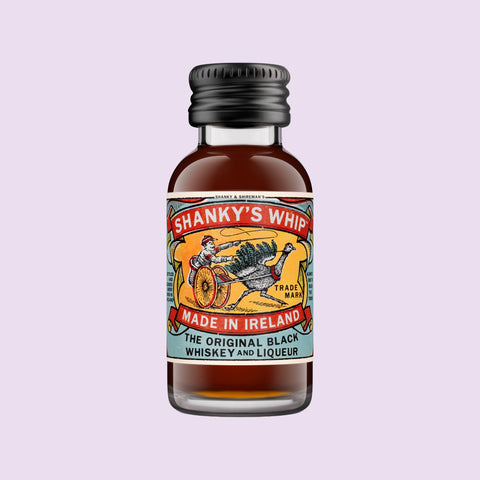 A miniature bottle of Shanky’s Whip Irish Whiskey Liqueur. 