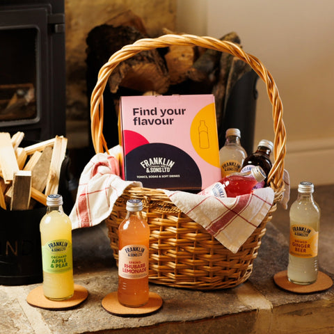 FS mixed soft drinks by log burner