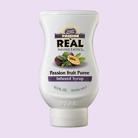 Squeezy bottle of Passion Fruit Puree Re'al Infused Exotics Syrup
