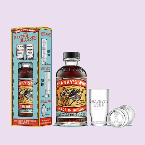 Shanky's Whip Shot Glasses Gift Pack  250ml bottle and 2 branded shot glasses