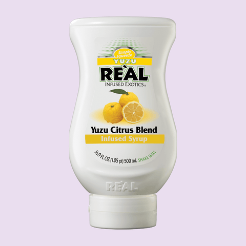 A bottle of Reál Yuzu Citrus Blend Infused Syrup. 