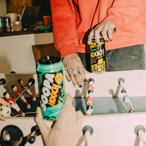 Lemon Hooch and Soopa Hooch foosball