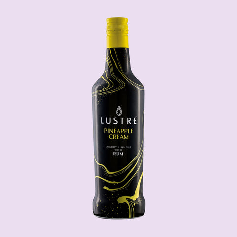 A bottle of LUSTRE Pineapple vegan Cream Liqueur with Rum, that's a perfect drink for easy shots. 